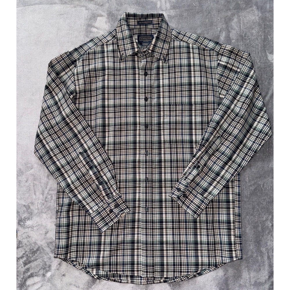 Pendleton Men's Sir Pendleton Virgin Wool Plaid Button Shirt Size Medium‎